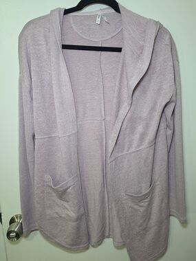 Mudd Lavender Open-Front Hooded Cardigan